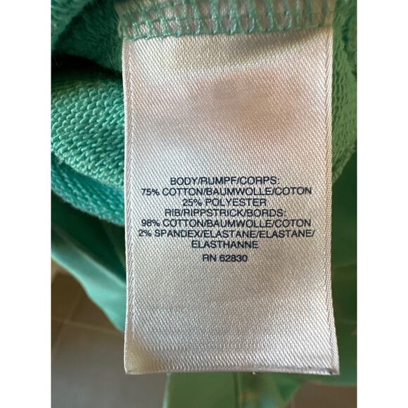 Lands End Serious Sweats Sweatshirt Small 6-8 Turquoise Palm Printed Top - Picture 4 of 5